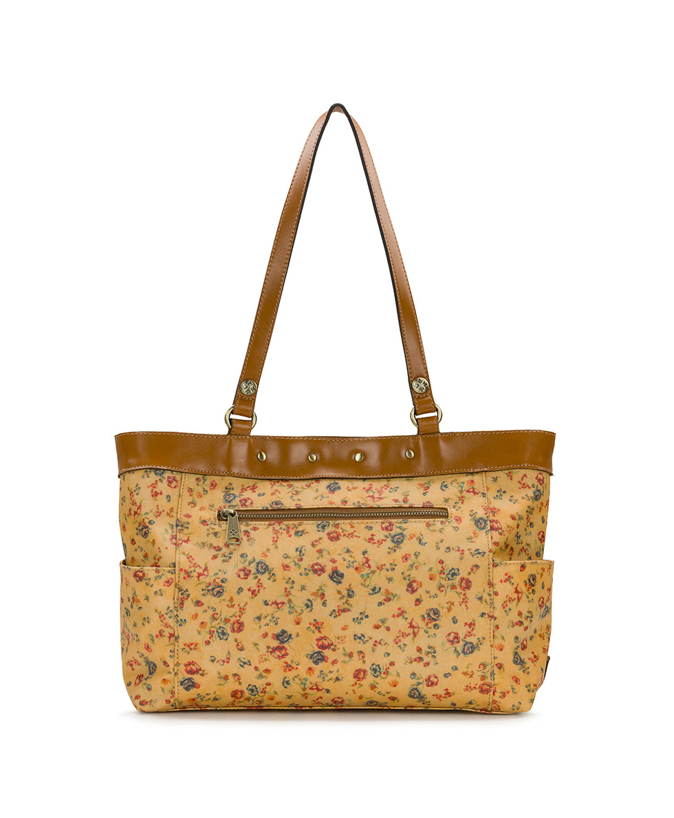 Ria Tote - Patina Coated Linen Canvas – Fleur de Jardin - Image 2