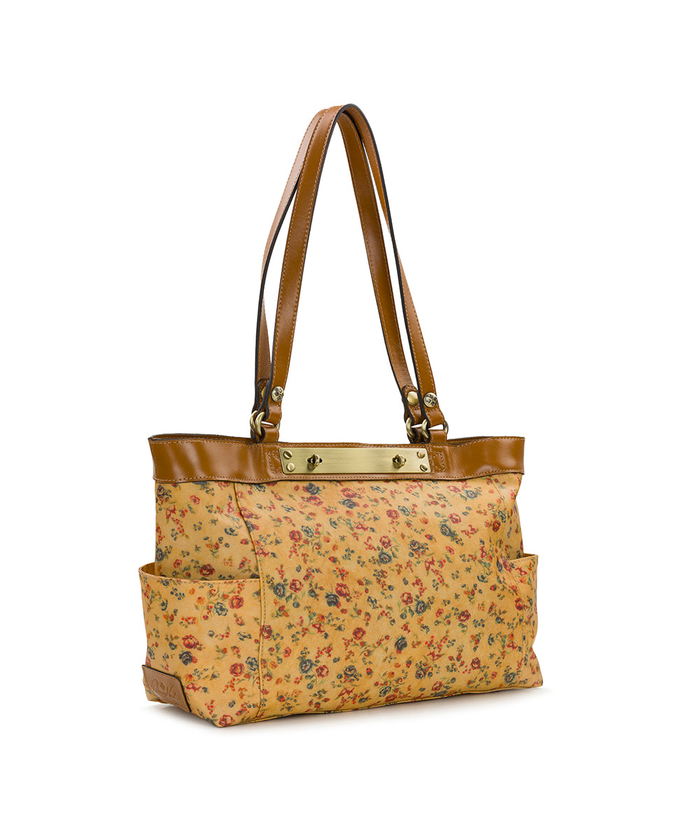 Ria Tote - Patina Coated Linen Canvas – Fleur de Jardin - Image 3