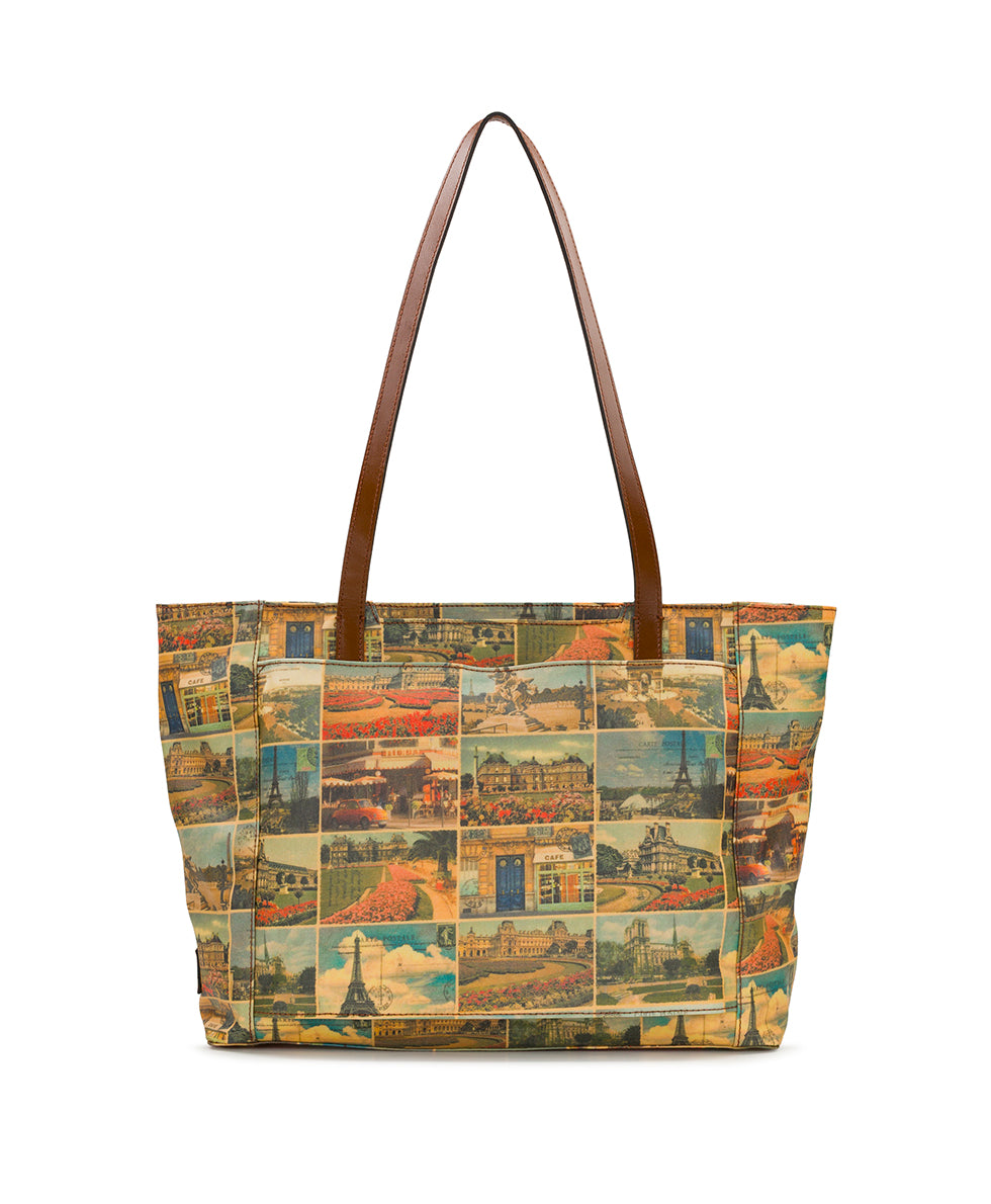 Silvi Tote - Patina Coated Linen Canvas - Postcards From Paris - Image 2