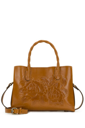 Genovese Satchel - Vintage Veg Tan Rose Tooled