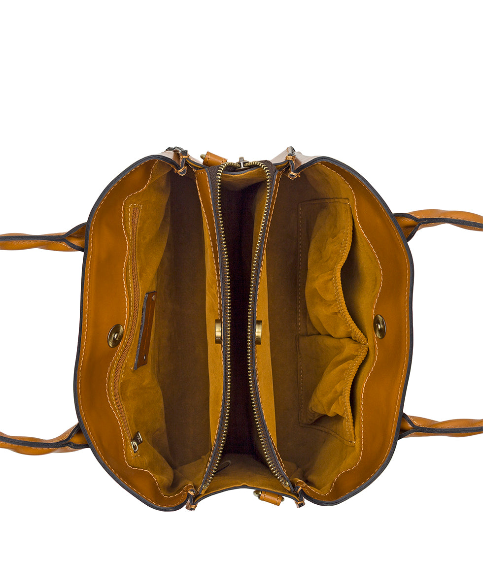 Genovese Satchel - Vintage Veg Tan Rose Tooled - Image 5