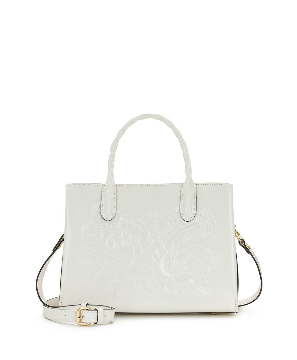 Genovese Satchel - Vintage Veg Tan Rose Tooled - Image 6
