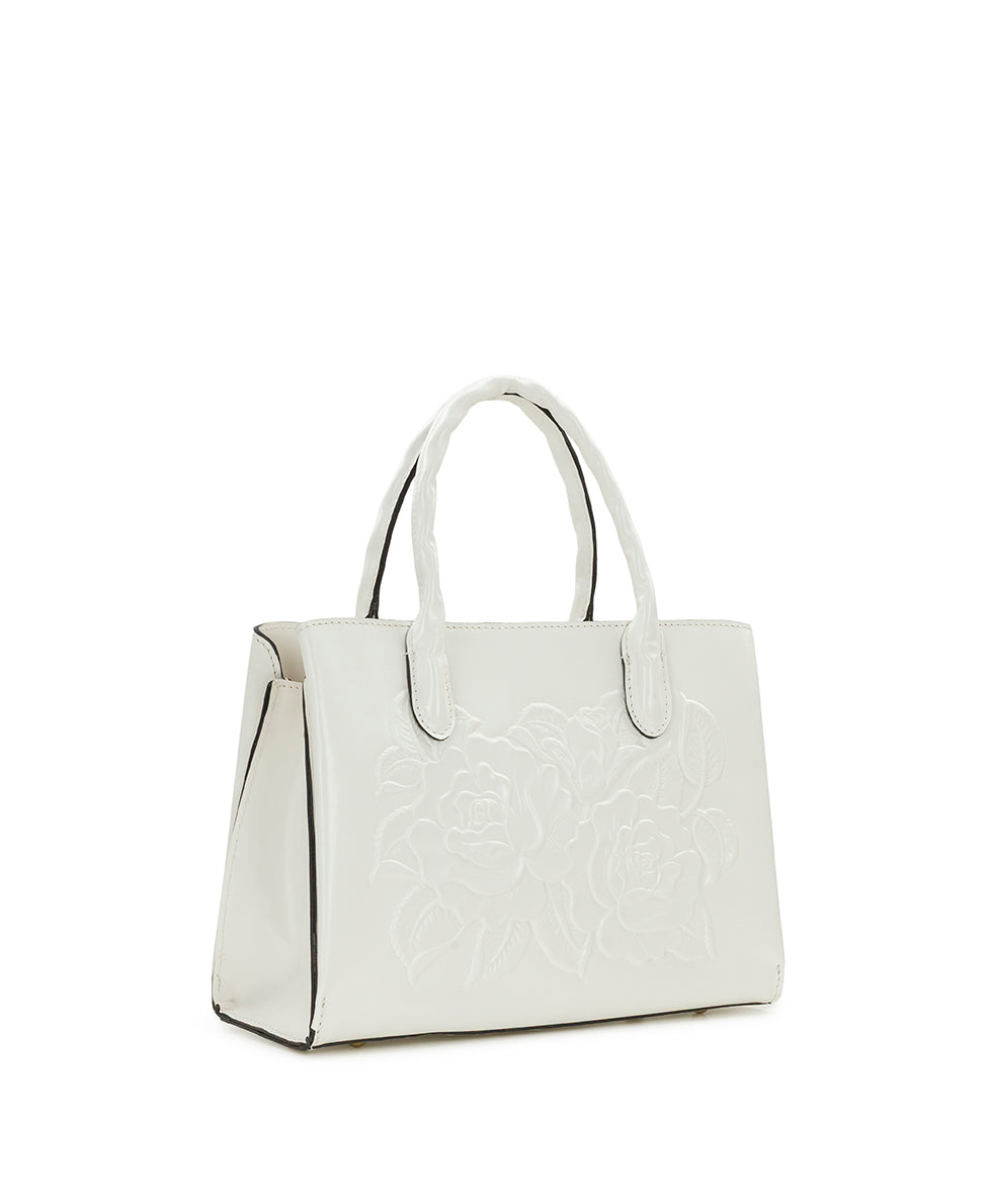 Genovese Satchel - Vintage Veg Tan Rose Tooled - Image 8