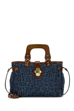 Sancia Satchel - Washed Woven Denim