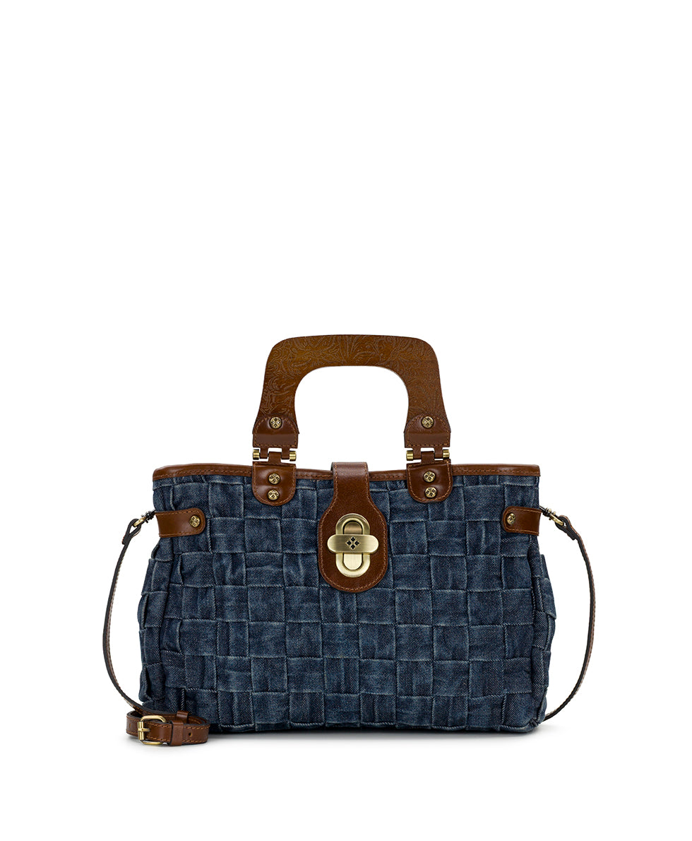 Sancia Satchel - Washed Woven Denim
