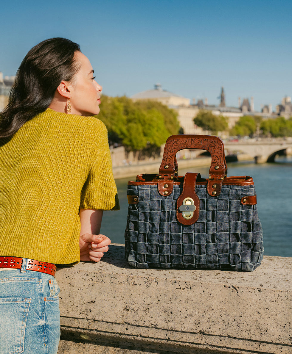 Sancia Satchel - Washed Woven Denim - Image 4