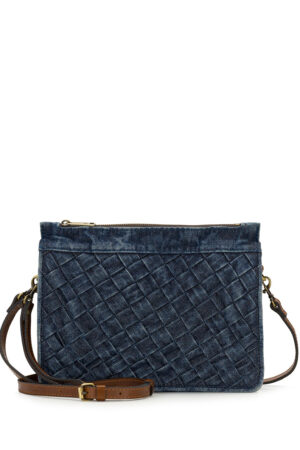 Yvette Clutch Crossbody - Washed Woven Denim