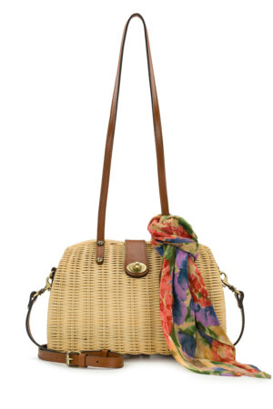 Isere Wicker Satchel with Scarf - Spring Wicker