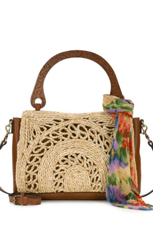 Estelle Straw Tote with Scarf - Specialty Woven